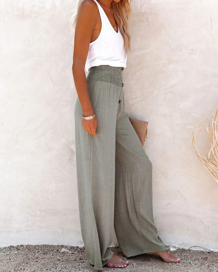 MAREN – High-Waisted Linen Blend Trousers