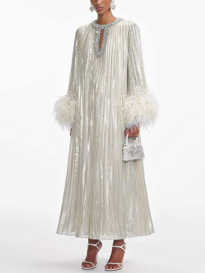 OPRAH – Sparkling Feather Cuff Evening Gown