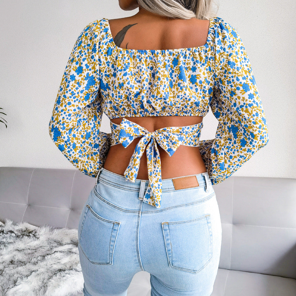 ELDINA – Floral Milkmaid Puff Sleeve Top