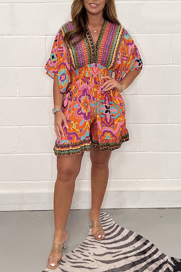 SHANICE - Summer Jumpsuit With Vintage Pattern