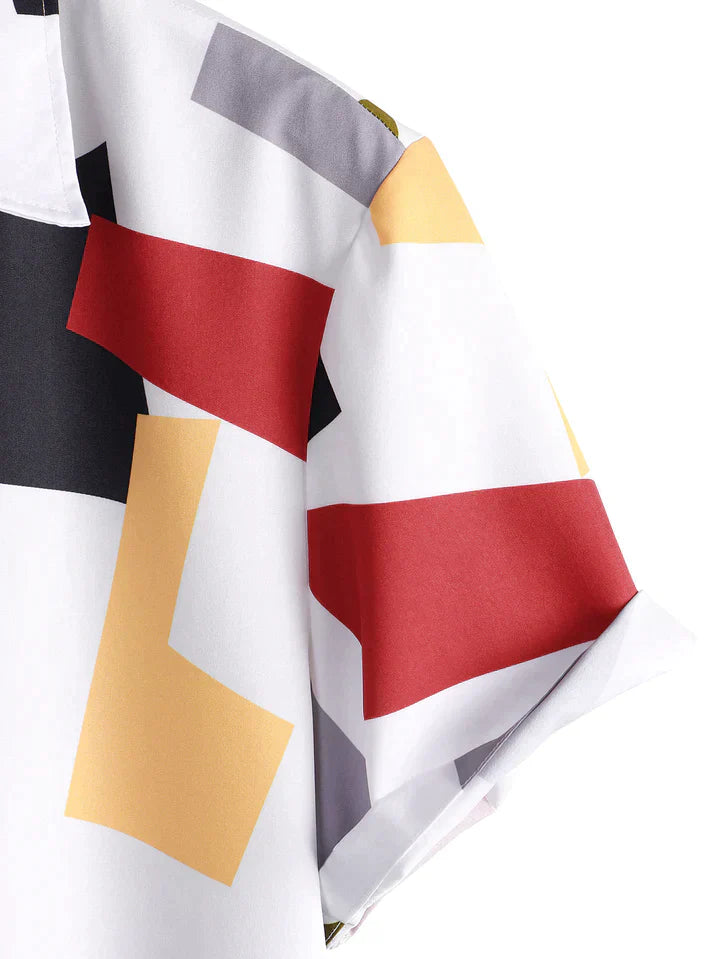 MALIK – Men’s Color Block Print Shirt