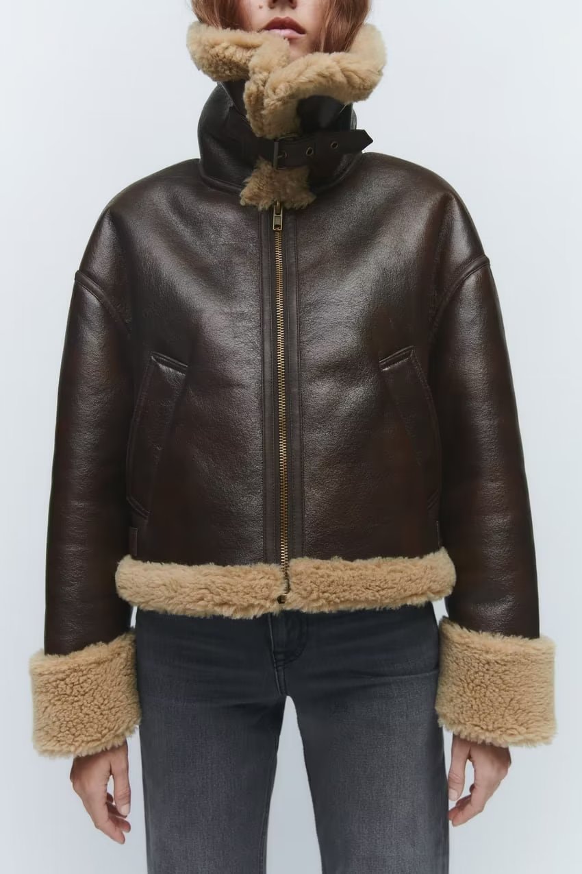 HEIANI -  Women's Vegan Leather Shearling Jacket