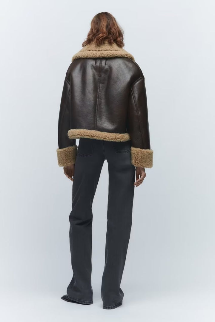 HEIANI -  Women's Vegan Leather Shearling Jacket
