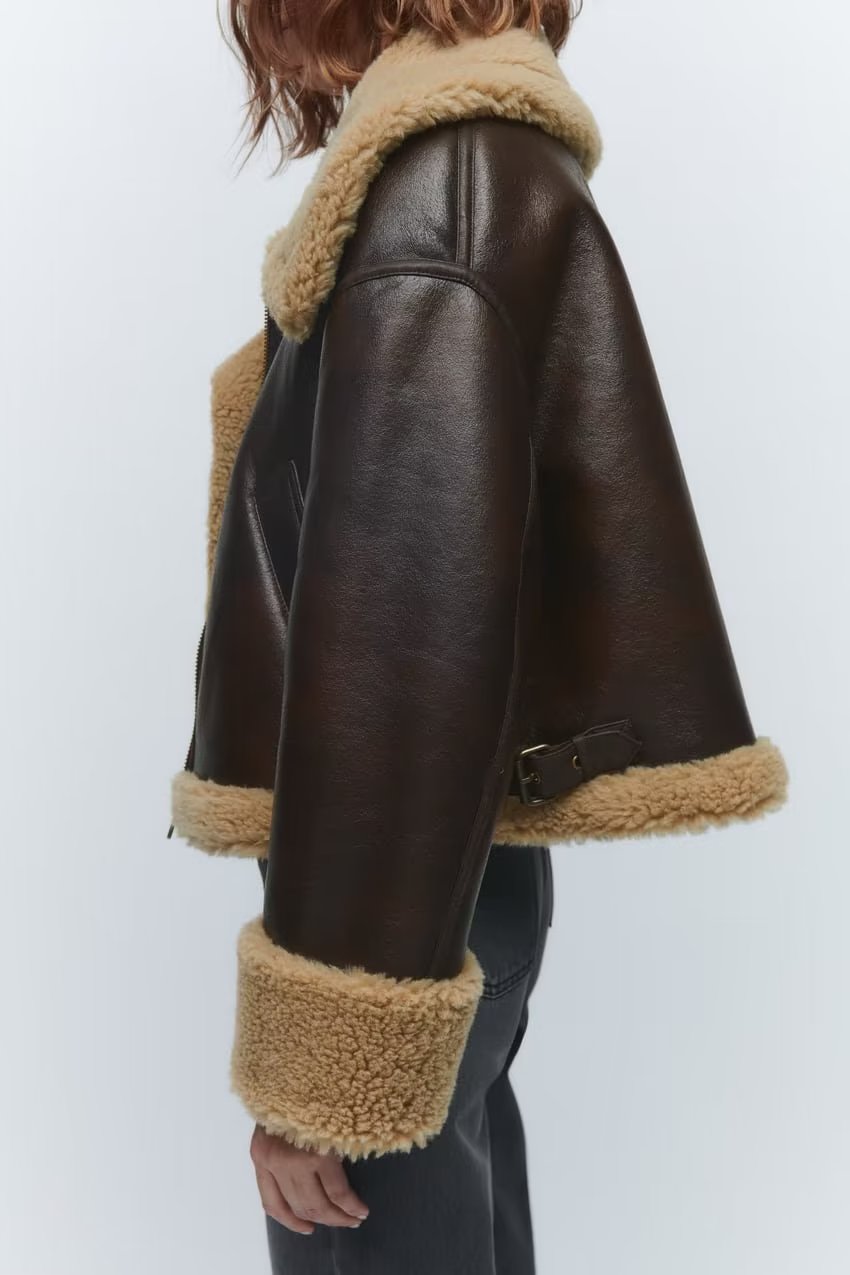 HEIANI -  Women's Vegan Leather Shearling Jacket