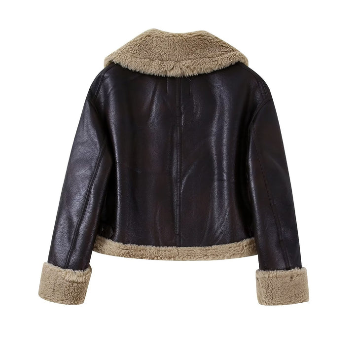 HEIANI -  Women's Vegan Leather Shearling Jacket