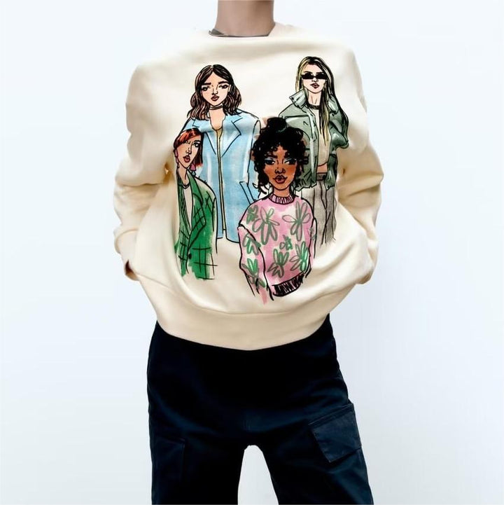 PIA - Illustrated Crewneck Sweatshirt for Women