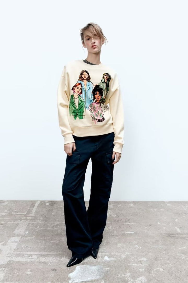 PIA - Illustrated Crewneck Sweatshirt for Women