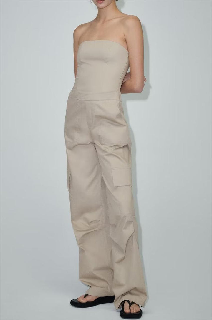 DELINN – Strapless Cargo Jumpsuit