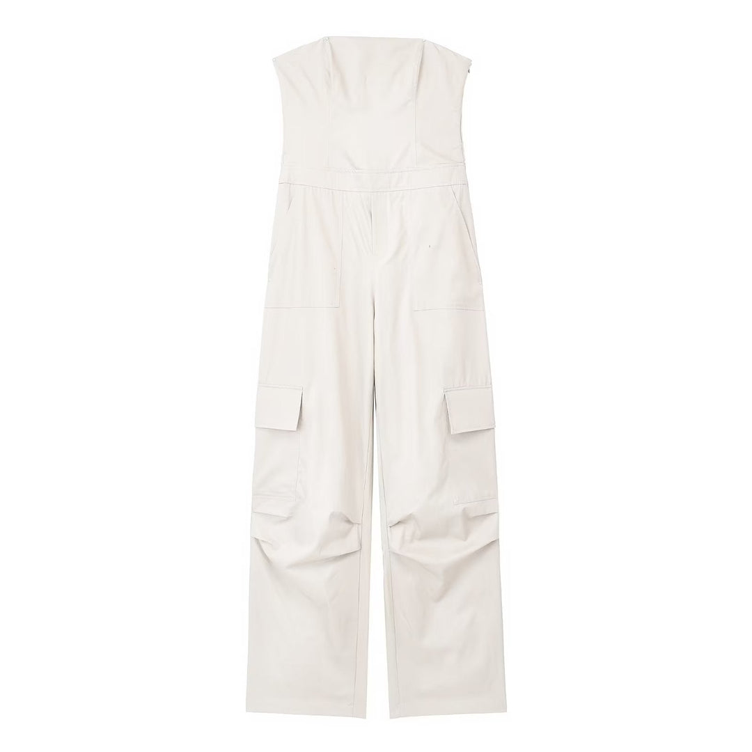 DELINN – Strapless Cargo Jumpsuit