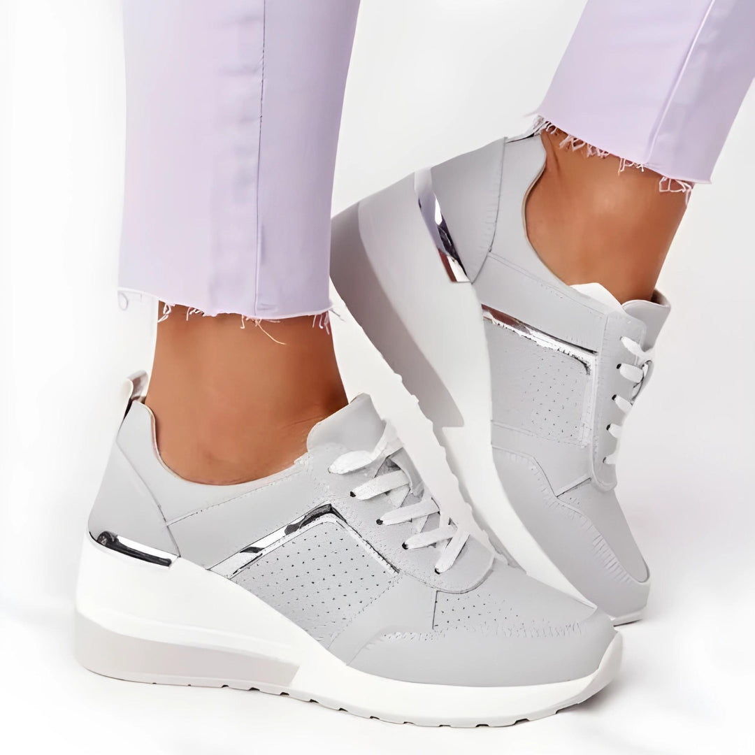 LIVA – Women's Perforated Gold-Accent Sneakers