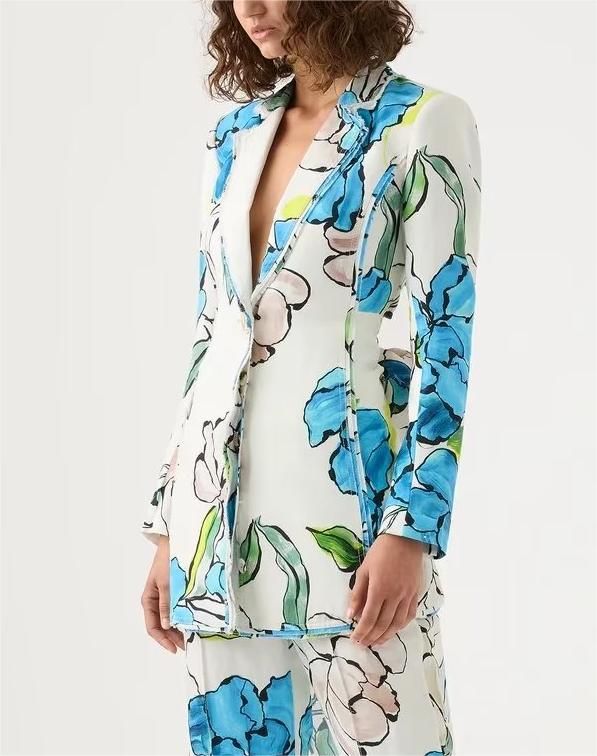 KAEDE - Women’s Tailored Floral Print Blazer