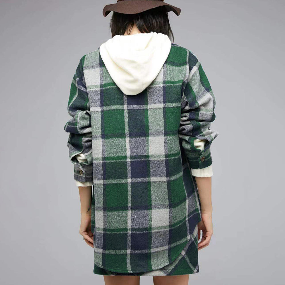AYLA – Oversized Pink Plaid Shirt Jacket