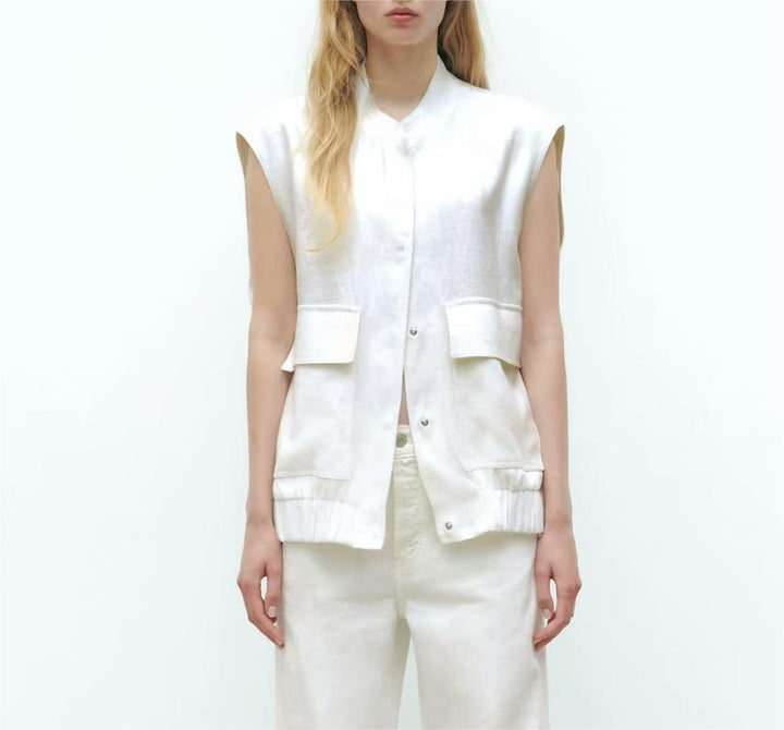 EMILIA – Sleeveless Button-Front Vest
