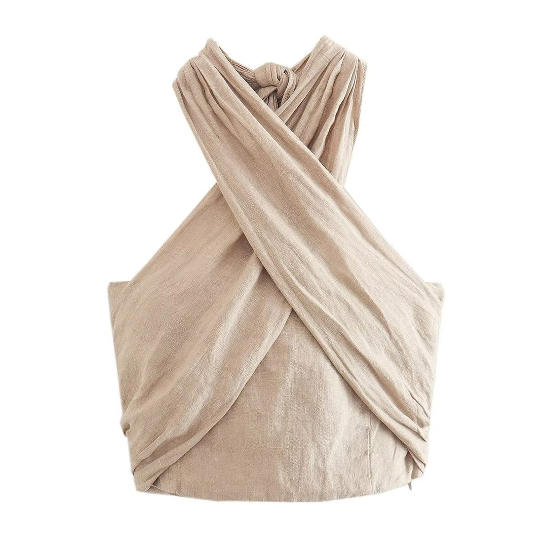 NELLE - Women's Linen Halter Top & Pants Set