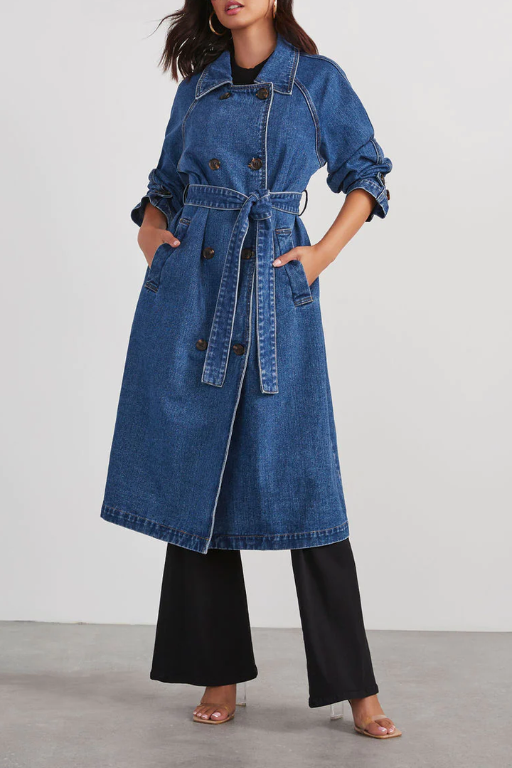 DAILY - Double-Breasted Denim Trench Coat