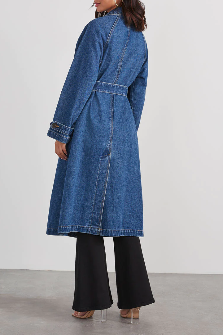 DAILY - Double-Breasted Denim Trench Coat