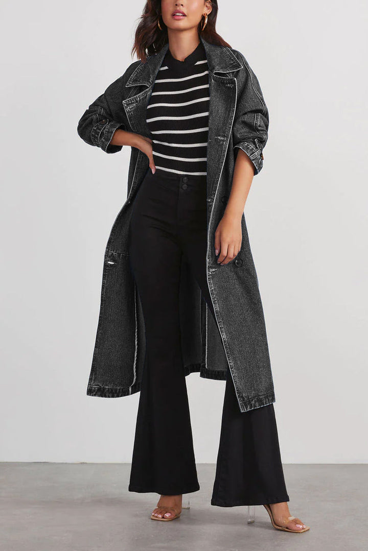 DAILY - Double-Breasted Denim Trench Coat