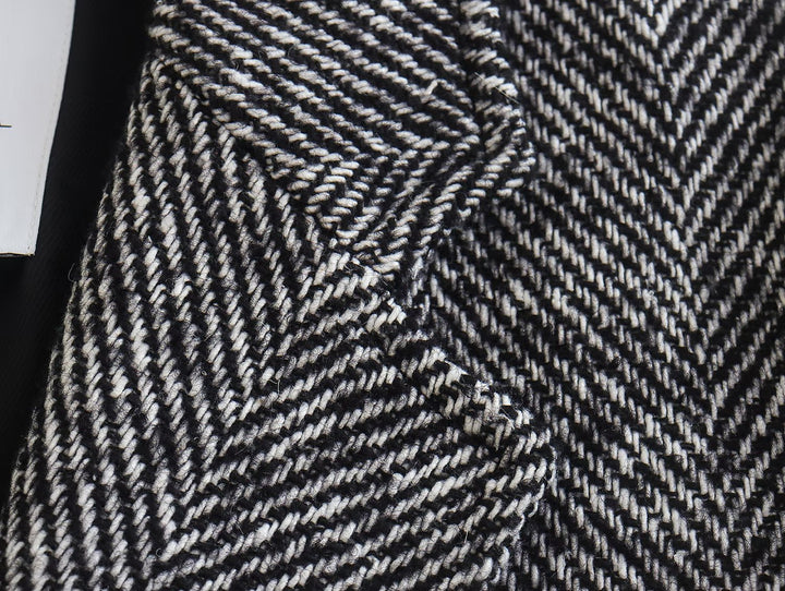 OKU - Herringbone Pattern Overcoat for Women