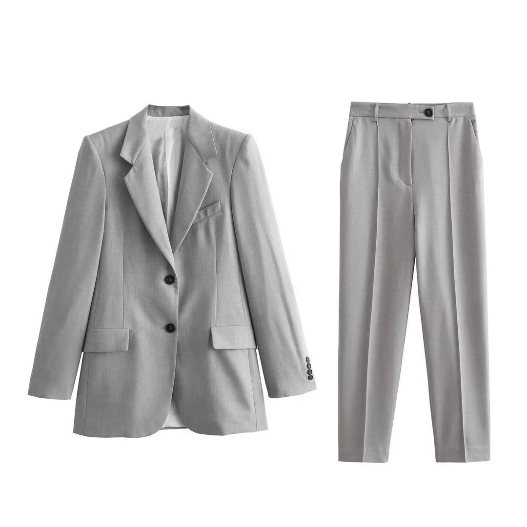 SERIL - Light Grey Women's Blazer & Pants Set