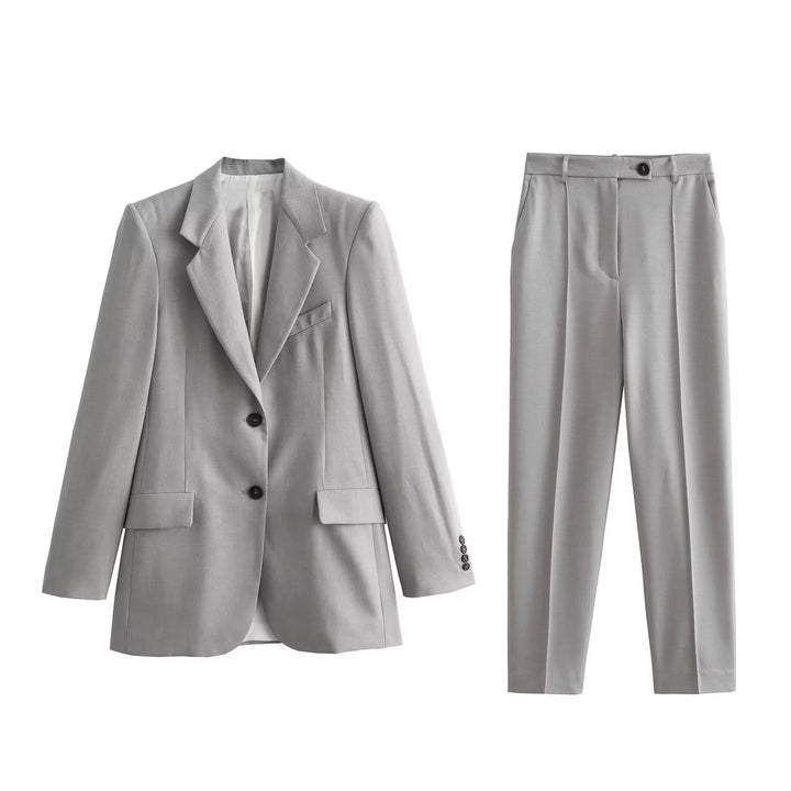 SERIL - Light Grey Women's Blazer & Pants Set