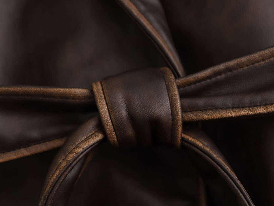 TRENCH - Women's Long Brown Vegan Leather Coat