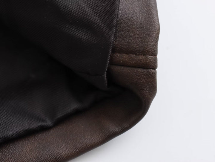 TRENCH - Women's Long Brown Vegan Leather Coat