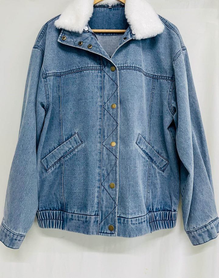 SENN – Women's Washed Fleece Denim Jacket