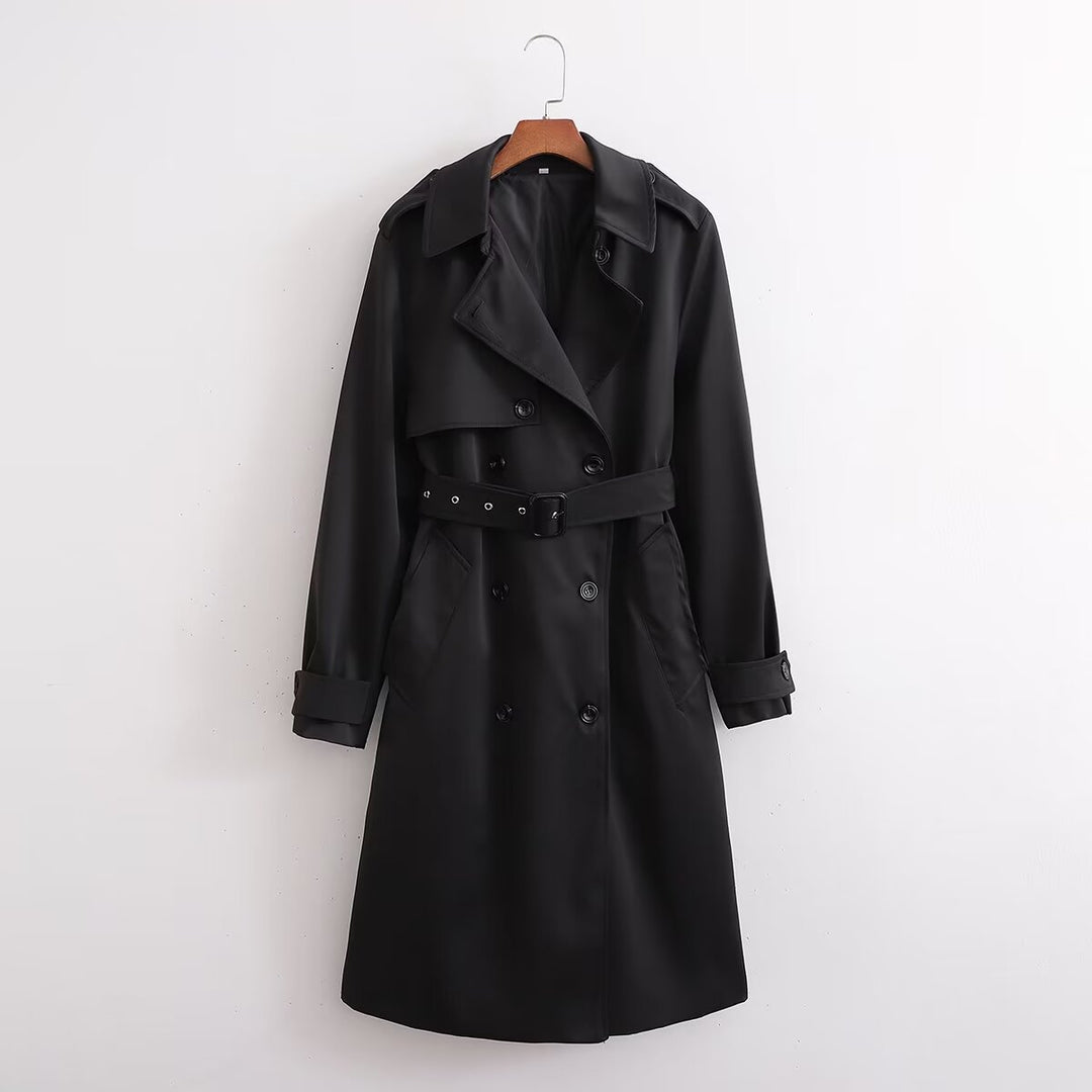 YAIZA - Women's Black Double-Breasted Trench Coat