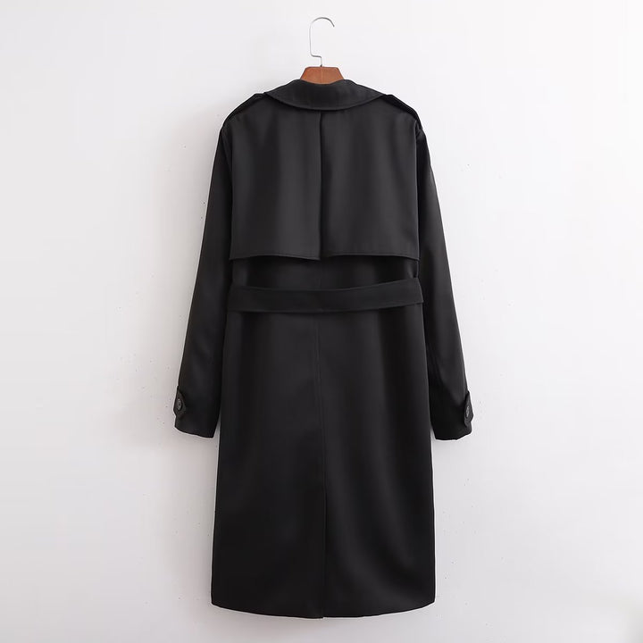 YAIZA - Women's Black Double-Breasted Trench Coat