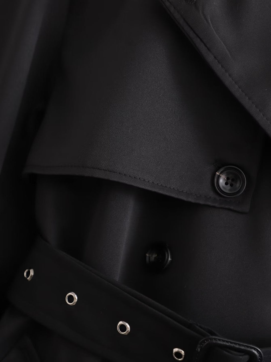 YAIZA - Women's Black Double-Breasted Trench Coat
