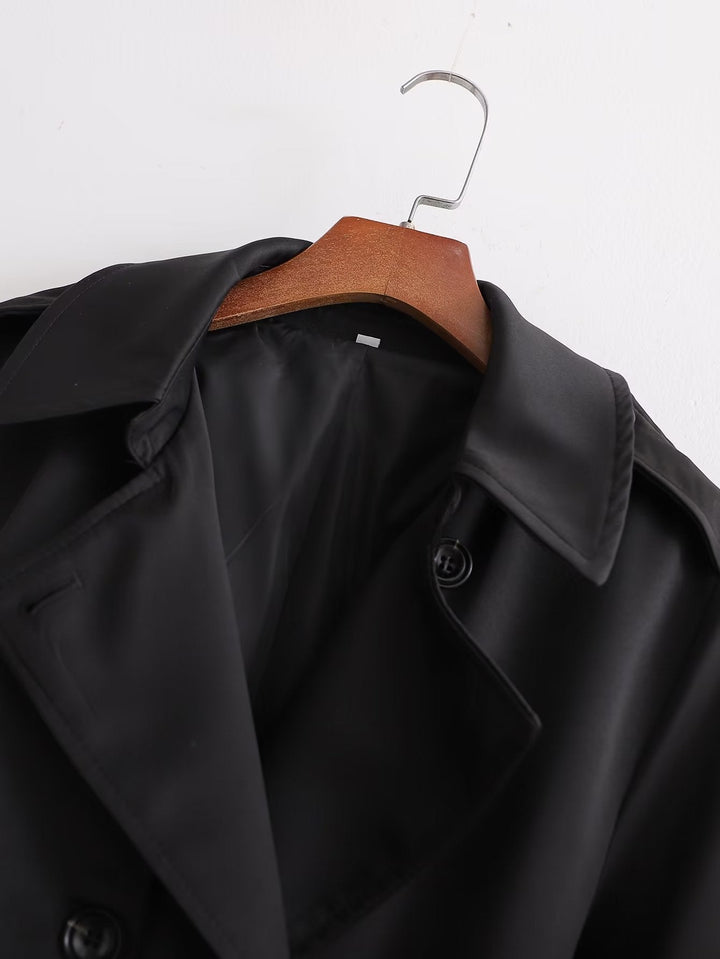 YAIZA - Women's Black Double-Breasted Trench Coat