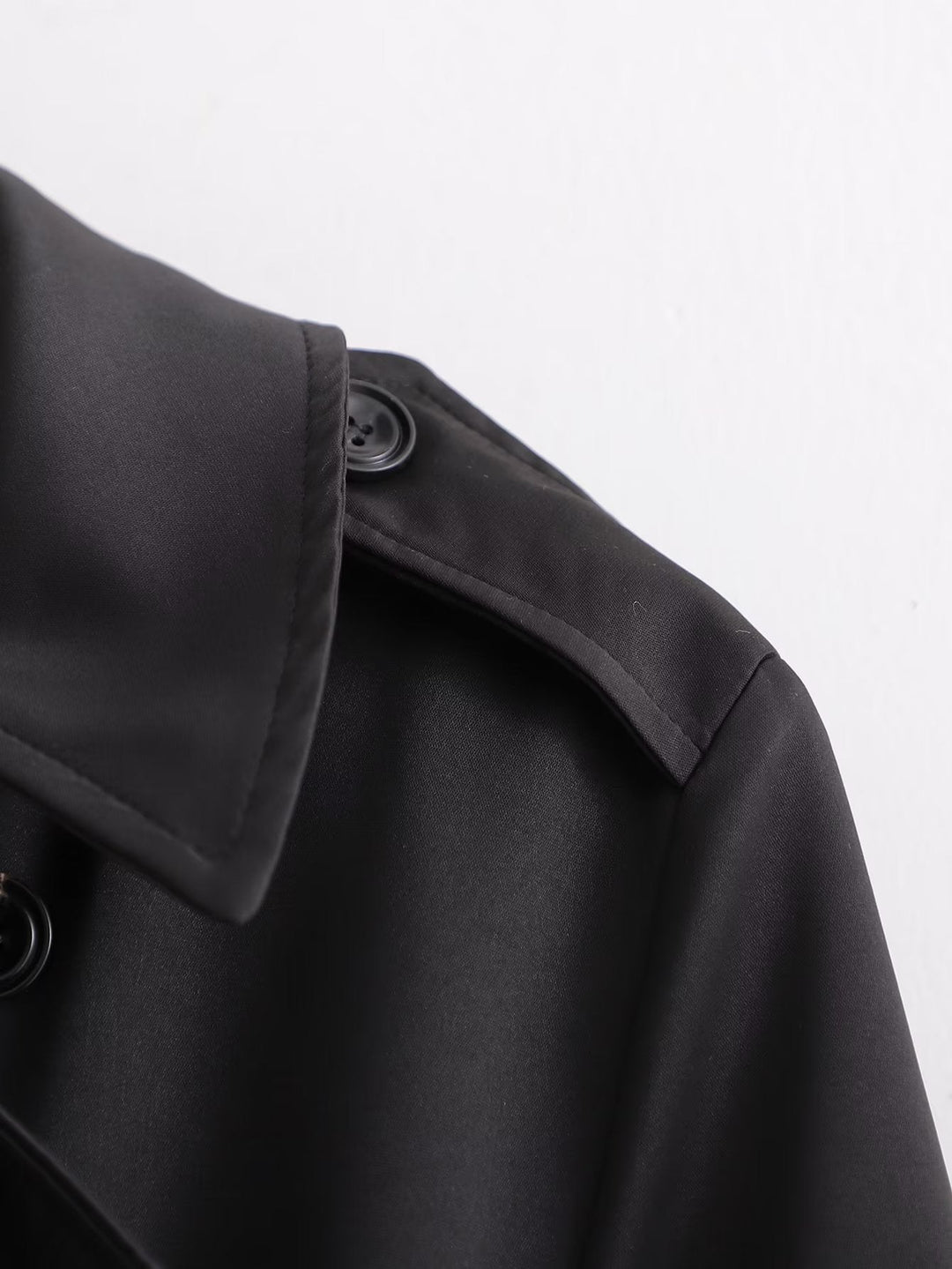 YAIZA - Women's Black Double-Breasted Trench Coat