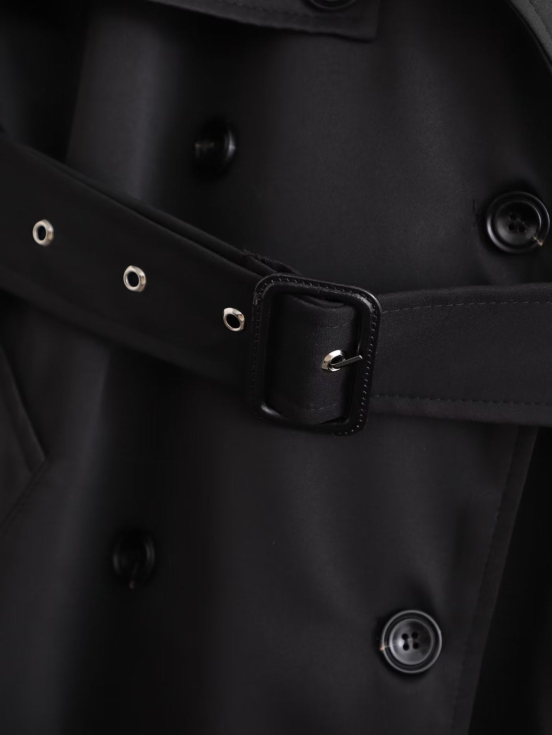 YAIZA - Women's Black Double-Breasted Trench Coat