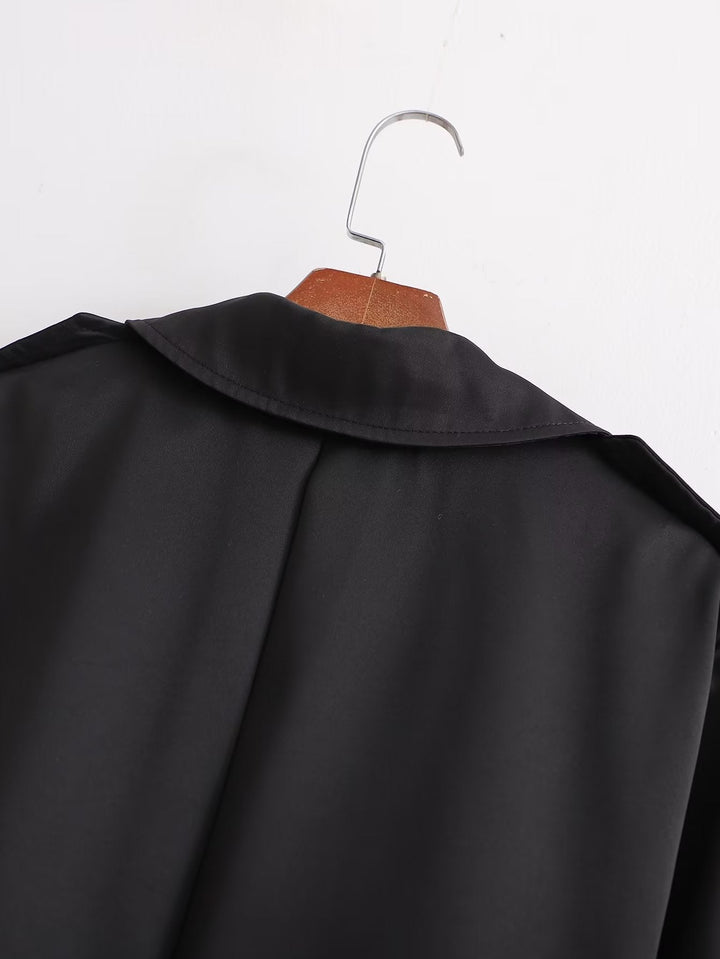YAIZA - Women's Black Double-Breasted Trench Coat