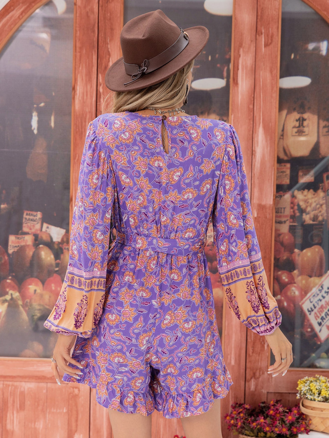 NOA – Boho Floral Puff Long-Sleeve Jumpsuit