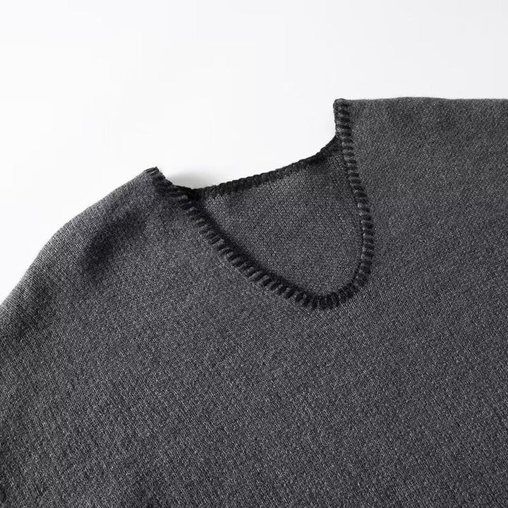 SOLID - Charcoal Wool-Blend V-Neck Pullover