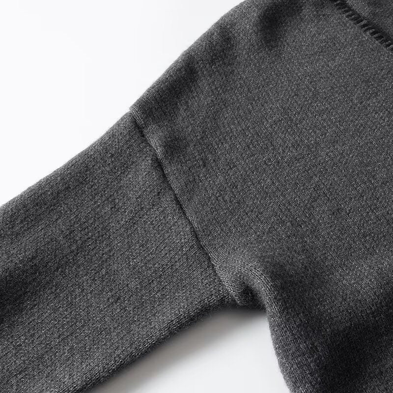 SOLID - Charcoal Wool-Blend V-Neck Pullover