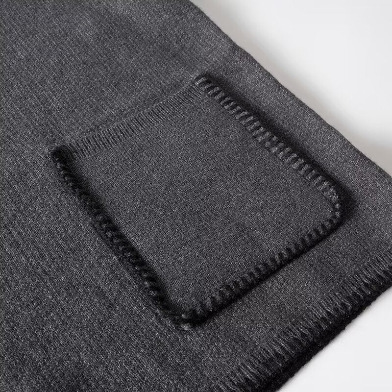 SOLID - Charcoal Wool-Blend V-Neck Pullover