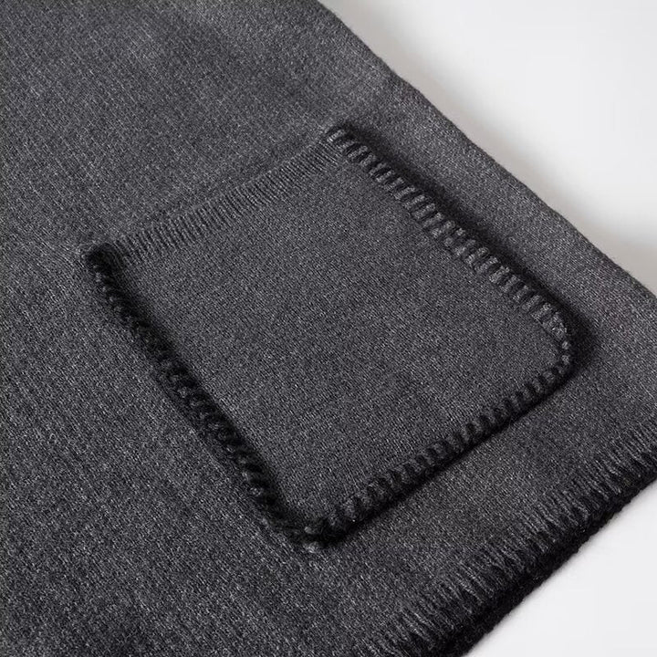 SOLID - Charcoal Wool-Blend V-Neck Pullover