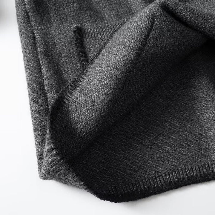 SOLID - Charcoal Wool-Blend V-Neck Pullover