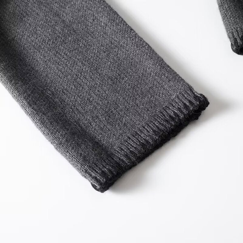 SOLID - Charcoal Wool-Blend V-Neck Pullover