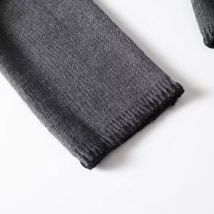 SOLID - Charcoal Wool-Blend V-Neck Pullover