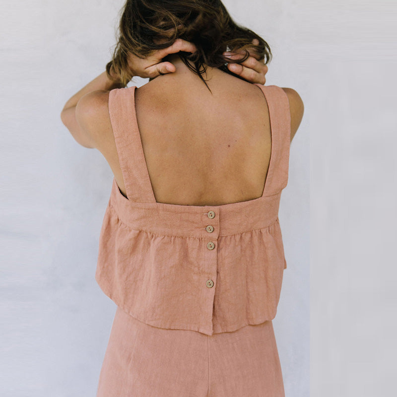 ADINA – Women’s Sleeveless Linen Two-Piece Set