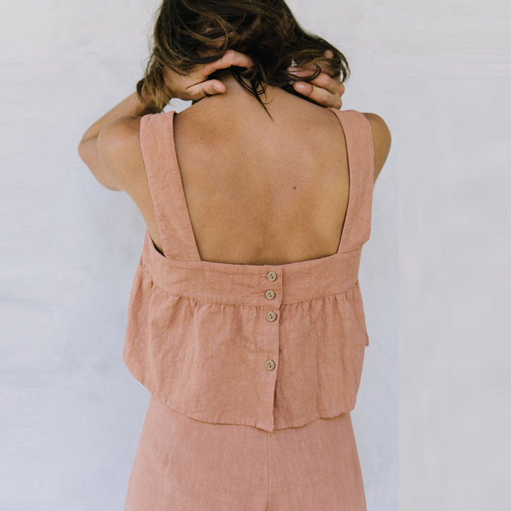 ADINA – Women’s Sleeveless Linen Two-Piece Set