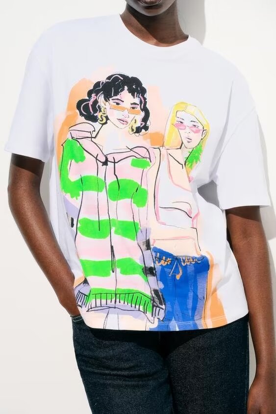 TWO - Women's Artistic Sketch Print T-Shirt