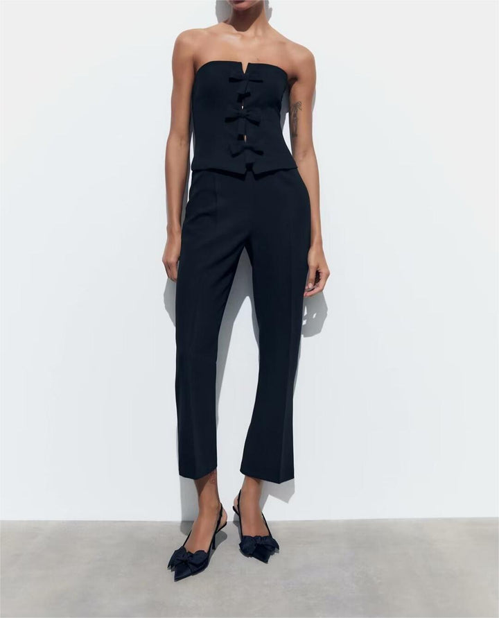 LIDIA – Strapless Bow-Front Jumpsuit