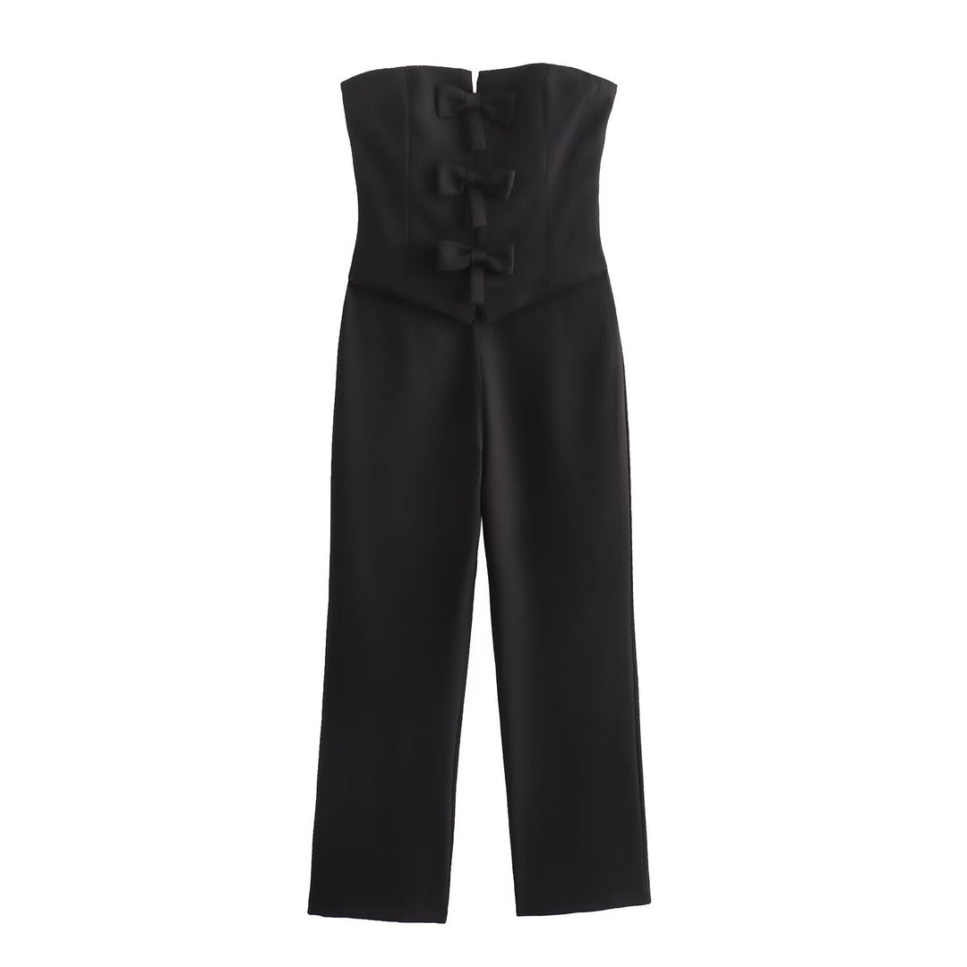 LIDIA – Strapless Bow-Front Jumpsuit