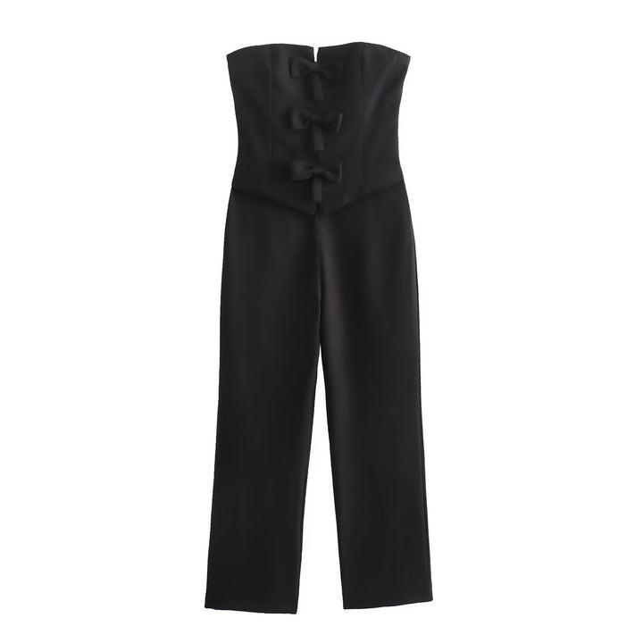 LIDIA – Strapless Bow-Front Jumpsuit