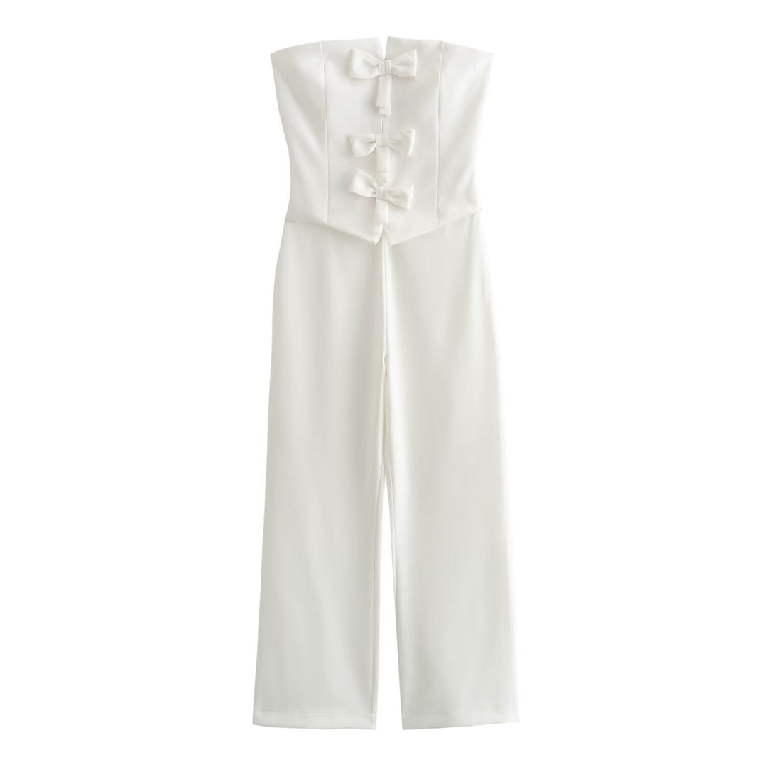 LIDIA – Strapless Bow-Front Jumpsuit