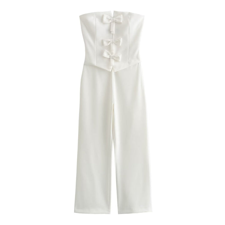 LIDIA – Strapless Bow-Front Jumpsuit